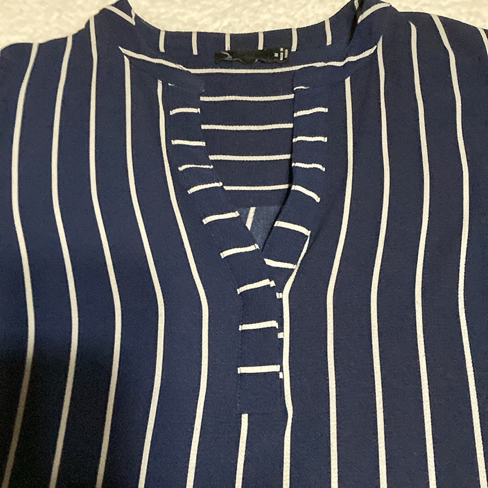 Navy stripped ladies blouse - Picture 2 of 5